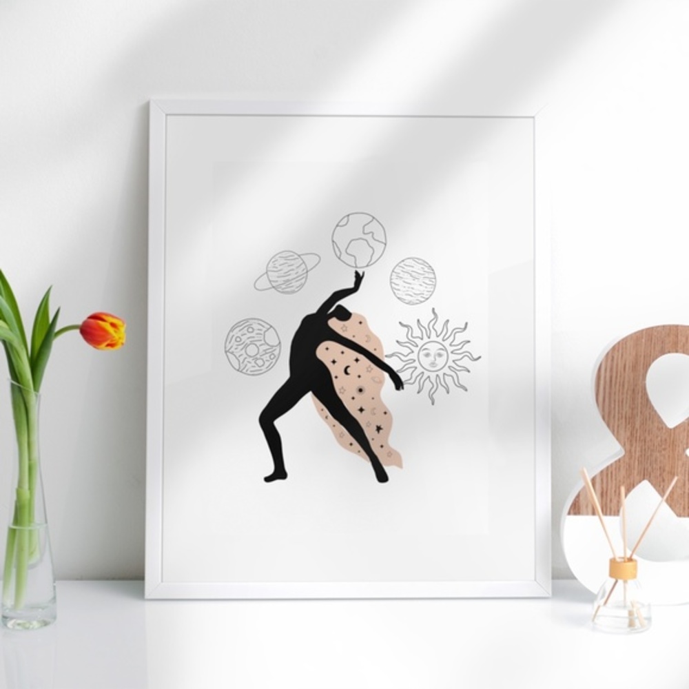 Wall Art Bohemian Woman Silhouette Celestial Print Poster Illustration Unframed - Picture 2 of 6